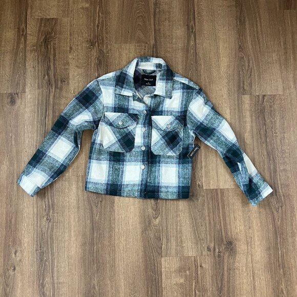 NEW New Look Blue Plaid Shacket Sz S - Picture 2 of 11